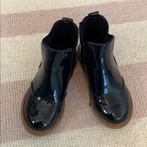 Zara Navy Blue Patent Boots sz 26